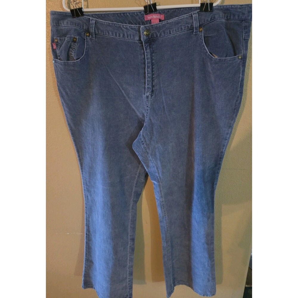 Woman Within Corduroy Pants Womens 22W Slate Blue Straight Leg Comfort Plus Size